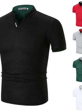 Men cotton polo shirt man t shirts boys tops 男v领口短袖t恤