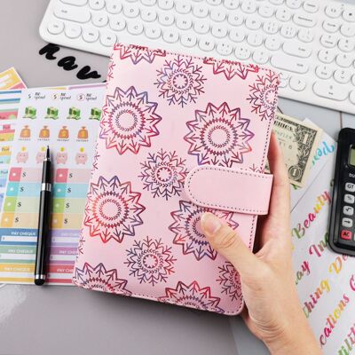 A6 pu embossing budget binder cash organizer money savings