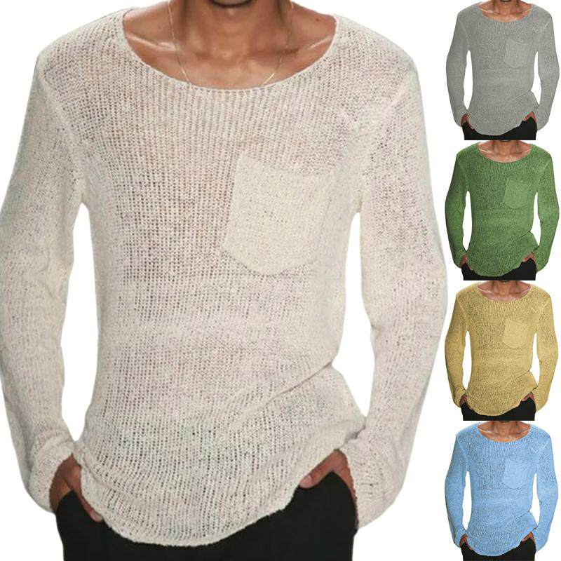 Solid color knitted sweater cross-border men's clothing
