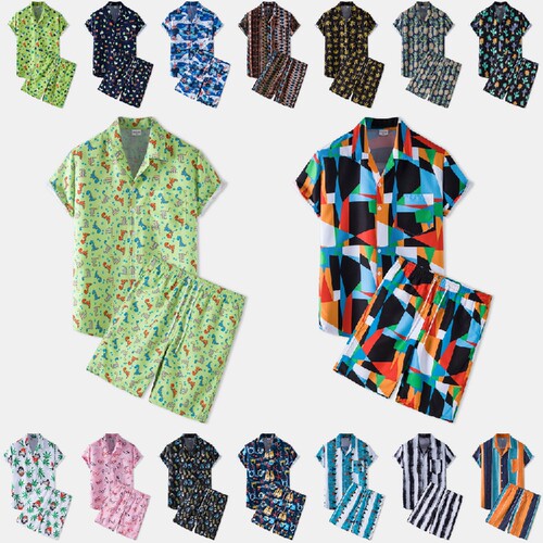 Casual Loose Shirts Men Hawaii Shorts suit Summer男士套装
