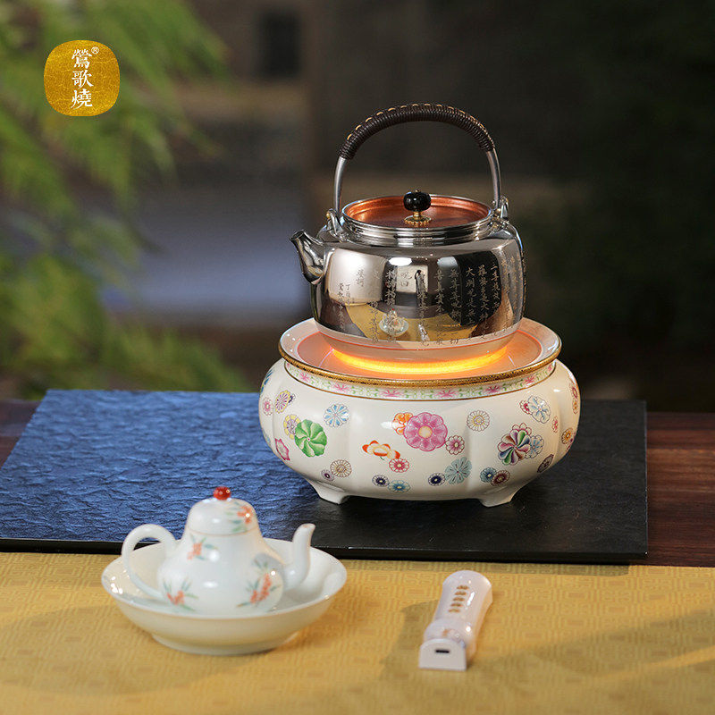 莺歌烧2025新款电陶炉静音家用办公小型煮茶器烧水壶围炉煮茶茶炉
