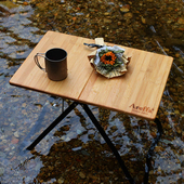 Areffa户外折叠桌单人台可折叠便携式 露营野餐轻便桌子竹板不发霉