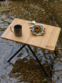 Areffa户外折叠桌单人台可折叠便携式 露营野餐轻便桌子竹板不发霉