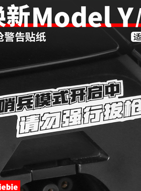 适用于特斯拉Model3/Y/S/X充电口警示贴纸防拔枪哨兵模式警告贴纸