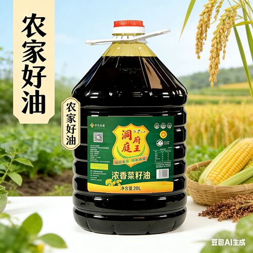 洞庭厨王浓香菜籽油20L湘菜小炒炒菜食用油农家土榨菜籽油商用