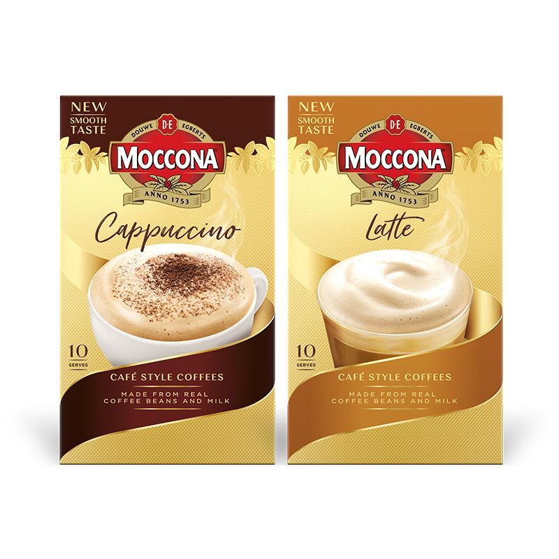 摩可纳Moccona卡布奇诺拿铁咖啡三合一速溶咖啡粉10条/盒进口即溶