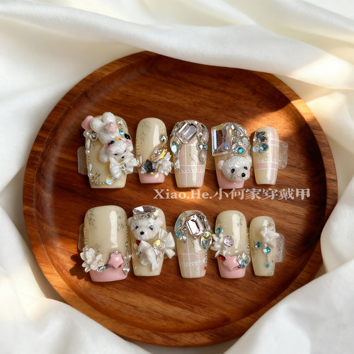 【 甜心小狗 】小何家纯手工穿戴甲·高级手绘美甲贴片