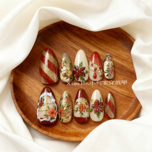 【 圣诞岛在下雪 】小何家纯手工穿戴甲·高级手绘美甲贴片