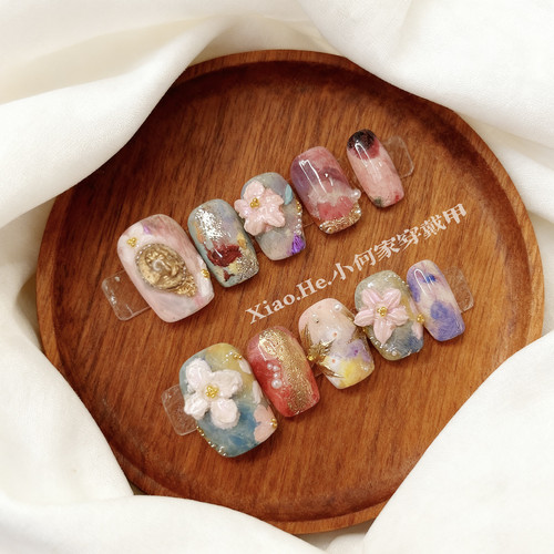 【 半卷云舒 】小何家纯手工穿戴甲·高级手绘美甲贴片