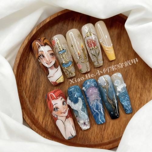 原创【  公主系列 】小何家纯手工穿戴甲·高级手绘美甲贴片