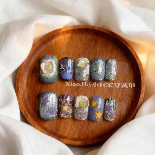 【 野树微醺】小何家纯手工穿戴甲·高级手绘美甲贴片