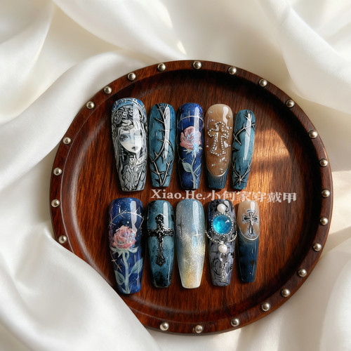 原创【 神明 】小何家纯手工穿戴甲·高级手绘美甲贴片