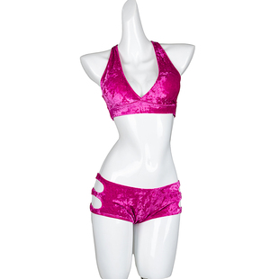 HOPEWIN钢管舞练功服表演性感丝绒演出服分体中腰商演大气舞蹈服