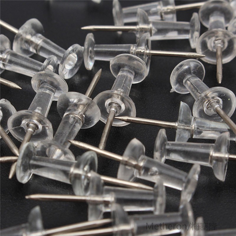 *40Pcs Clear Push Pins Drawing Pins Notice Cork Board Pins T