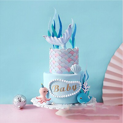 Mermaid Cake Decor Mermaid Tail Scales Cupcake Rim Under The