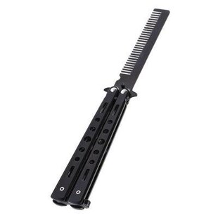 Black Steel Practice Butterfly Balisong Comb Trainer Trainin
