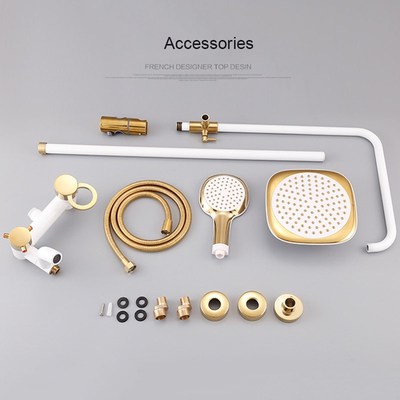 White Gold Shower Faucet Copper  Cold amd Hot European  Show