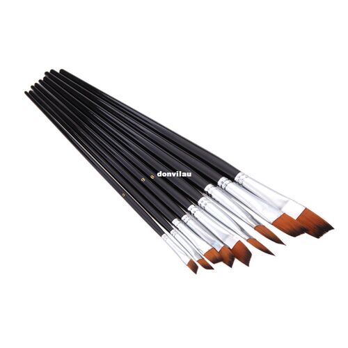 Art Supplies Nylon Hair Paint Brush Set Oblique Head Wooden