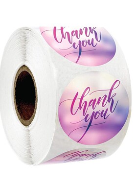 PINK Thank You Sticker seal labels Round 50-500pcs Labels st