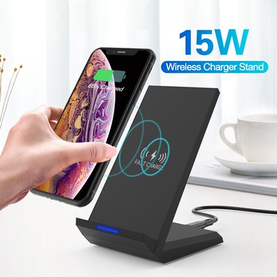15W Qi Wireless Charger Stand For iPhone 11 pro 8 X XS  Sams