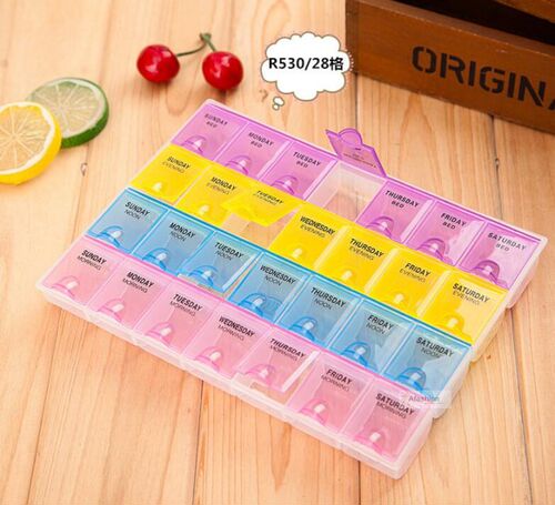 28 cell Pill Box Whole Month Medicine Organizer Week 7 Days