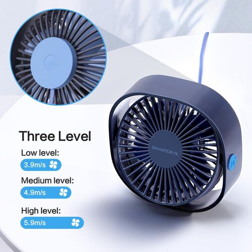 Portable Cooling USB Desktop Fan 3 Speed Personal with 360 R