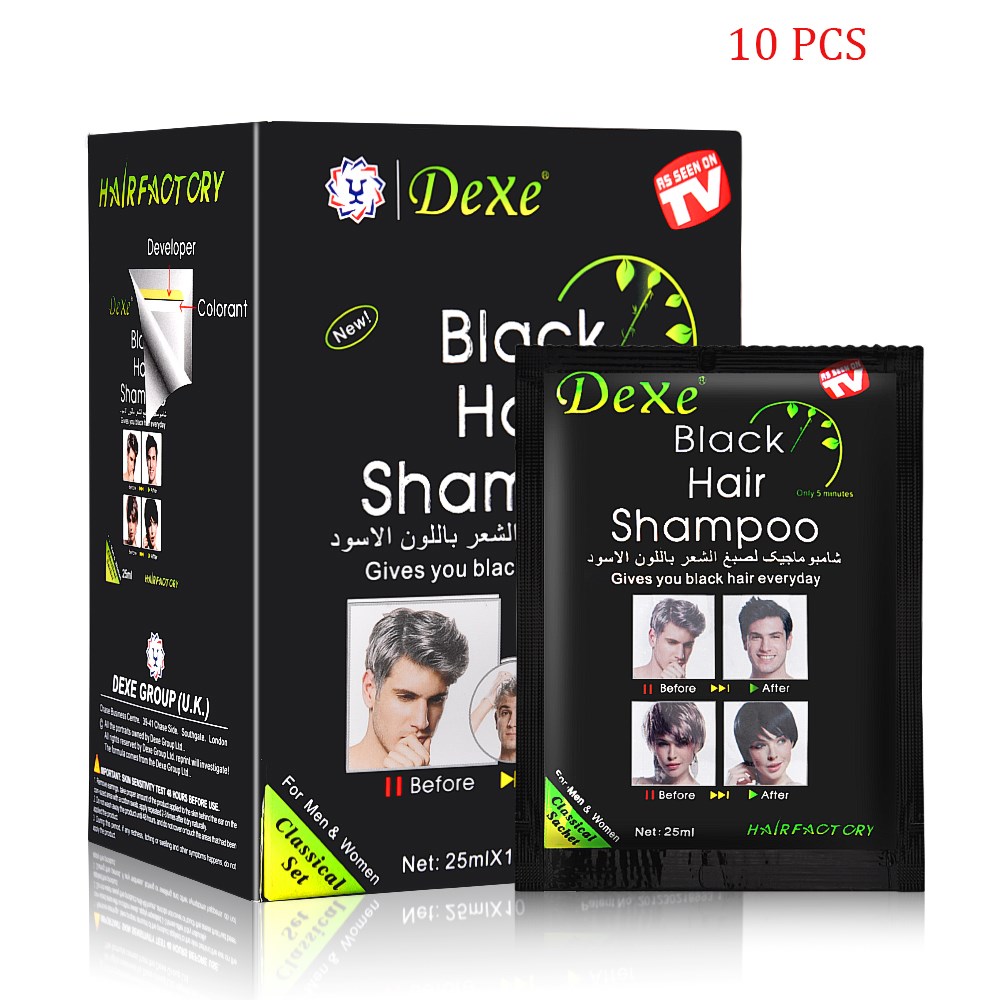 10Pcs 20Pcs Dexe Black Hair Shampoo 5 Mins Dye Hair Into Bla