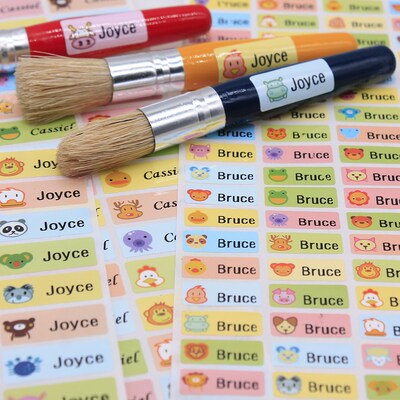 Fashion Cartoon Pattern Custom Name Stickers Waterproof Tags