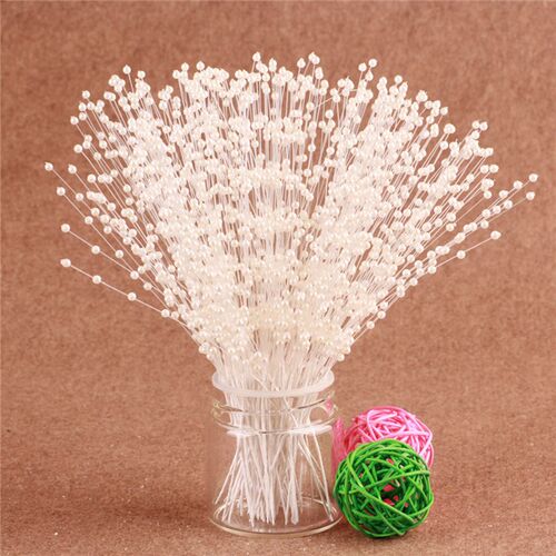 20 pcs/Bunch String Pearl Sticks Bridal Bouquets White Beade