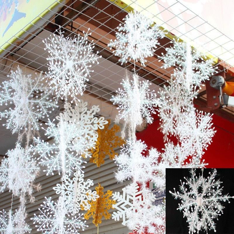 30Pcs Ornaments Christmas Snow flakes White Snowflake Orname