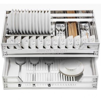 Pull basket kitchen cabinet 304 stainless steel double buffe
