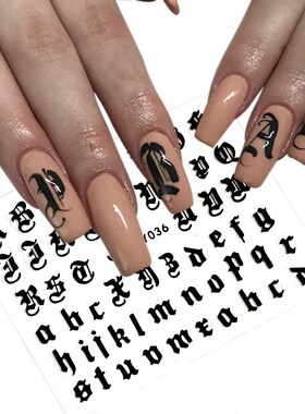 5colors Letter 3d Nail Art Sticker Nail Decal Black Clear La
