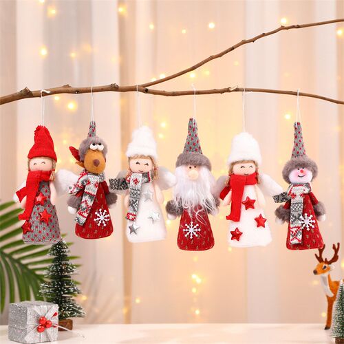 Cartoon Santa Claus Snowman Angel Girls Doll Xmas Tree Penda