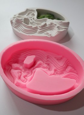 Oval Trapezoid Creative Design Rockery Concrete Flower Pot S