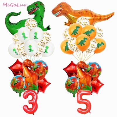 Big Dinosaur Foil Balloons 0-9 Red Number Balony Dinosaur Pa
