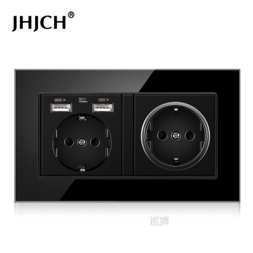 JHJCH Wall mounted glass panel 16A power socket, EU standard