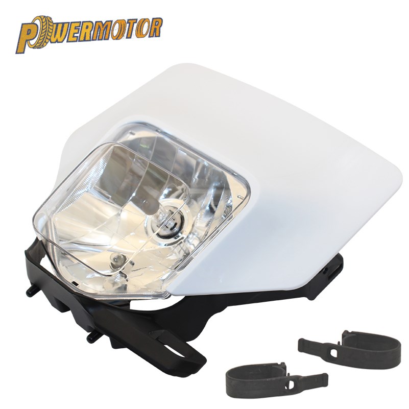 Motorcycle White Supermoto Headlight Lamp Headlamp Head Ligh