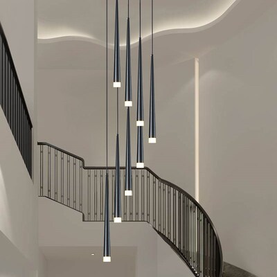 Black loft chandelier downlight tube long chandelier for Kit
