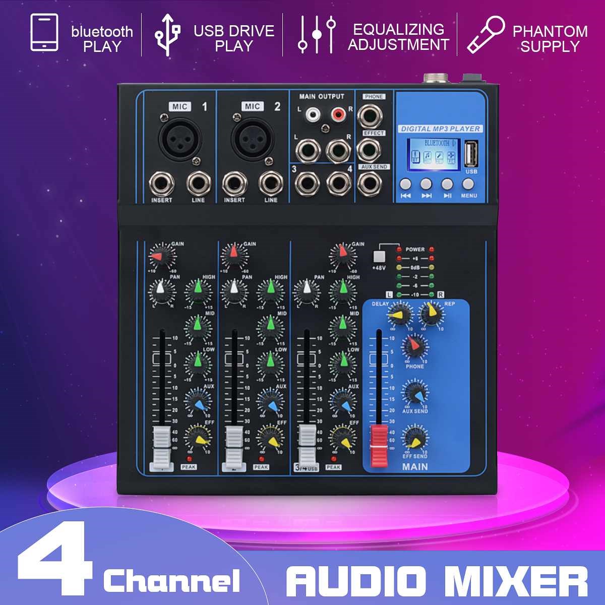 Bluetooth Portable Audio Mixer w/SB DJ Sound Mixing Console
