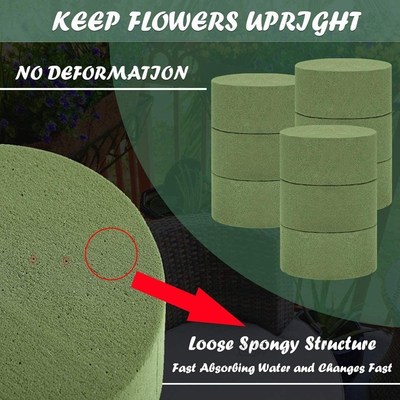 Floral Foam, 15 PCS Round Dry Floral Foam Blocks, Green Styr