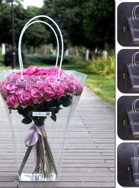 Portable Flower Box Transparent Trapezoidal Rose Flower Pack