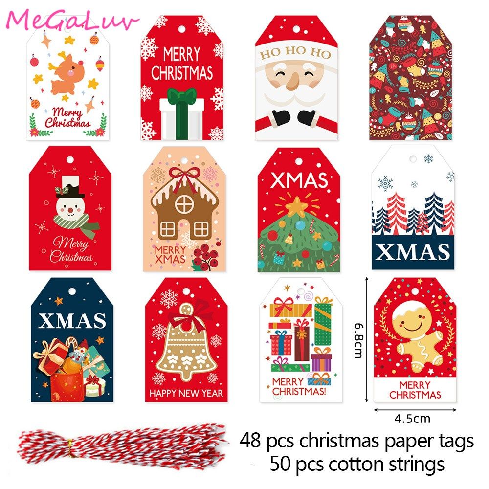 48/50 x christmas card diy party gift hanging paper label ha
