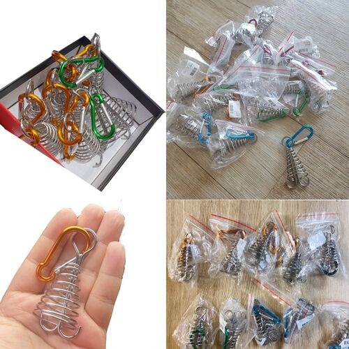 Spiral Shaped Spring Octopus Deck Peg with Carabiner Hooks D