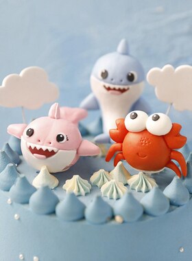 Cartoon Sea Animal Crab Cake Topper Birthday Cake Decor Merm