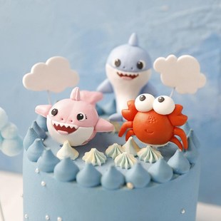 Cartoon Sea Animal Crab Cake Topper Birthday Cake Decor Merm