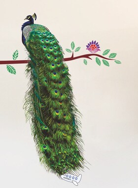 Peacock on the branch Wall Sticker Living room door sofa/TV