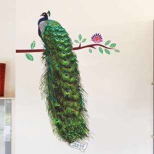 Peacock on the branch Wall Sticker Living room door sofa/TV