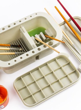 Multifunction Paint Brush Basin With Brush Holder And Palett