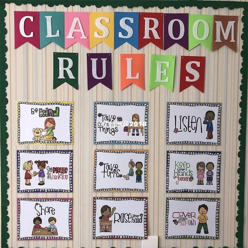 9pcs english poster classroom rules a4 big cards kindergarte