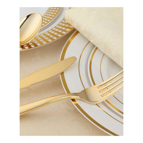 75pcs Disposable Gold Cutlery Plastic Wedding Party Tablewar